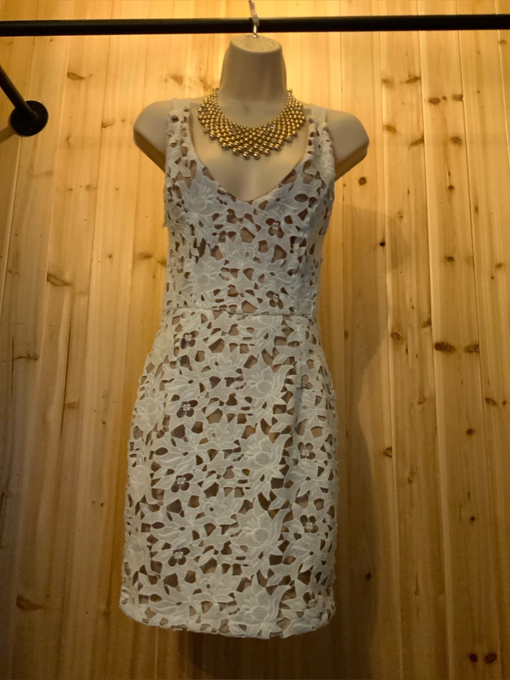White Lace Overlay Sheath Dress - Elegant Women's Dress